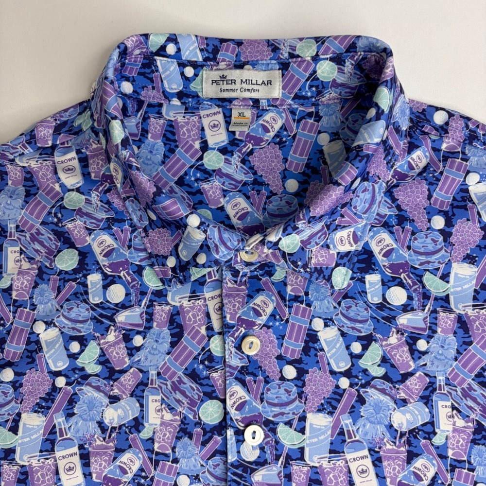 PETER MILLAR Men's Summer Comfort Golf Polo Cocktail Bomb Caddyshack Size XL